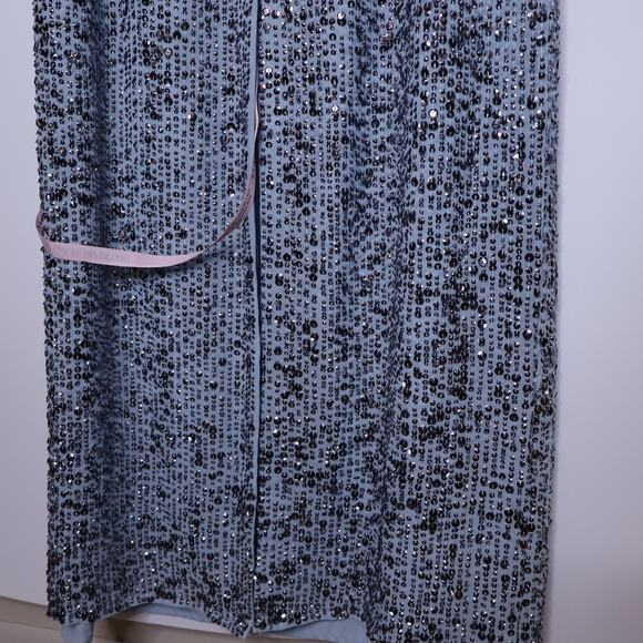 MAC DUGGAL NEW 10839 Sequined Sleeveless Floor LengthDress Slate Blue Women's 8 - Picture 10 of 12